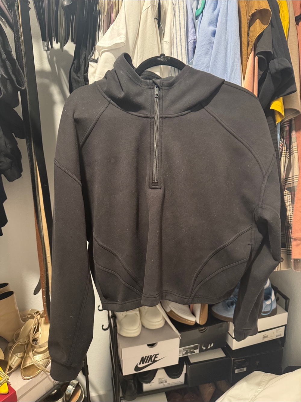 lululemon athletica Black Half-Zip Hoodie Sweatshirt Womens’ M/L